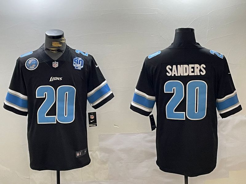 Men Detroit Lions #20 Sanders Black three generations 2024 Nike Limited NFL Jersey style 4